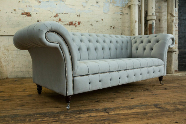 Weißer Designer Chesterfield Dreisitzer Moderne 3-er Couch