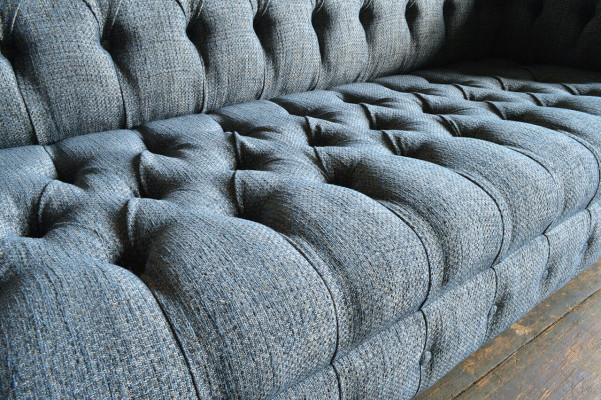 Grauer Textil Chesterfield Dreisitzer Luxus 3-er Couch Designer Sofa