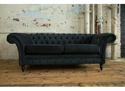 Stilvolles Schwarzes Chesterfield Sofa Designer 3-Sitzer Luxus Couch