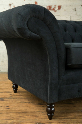Stilvolles Schwarzes Chesterfield Sofa Designer 3-Sitzer Luxus Couch