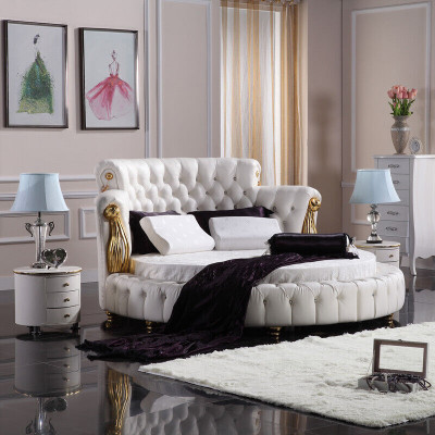 Rundes Bett Chesterfield Designer Rund Betten Schlafzimmer Textil Leder