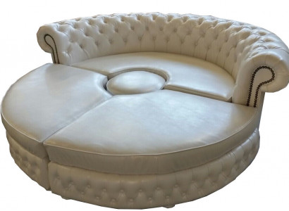 Chesterfield RUNDSOFA Ecksofa Royal Halbrund Designer Sofa Couch Ledersofa