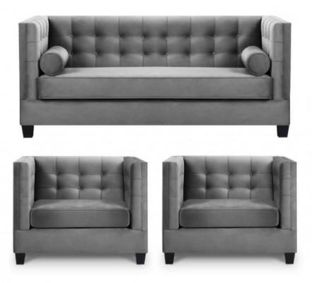 Sofagarnitur Schlafsofa Grau Sessel Kreative Möbel Textil Stoff Wohnzimmer Neu