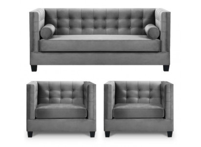 Sofagarnitur Schlafsofa Grau Sessel Kreative Möbel Textil Stoff Wohnzimmer Neu