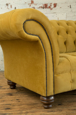 Gelber Designer Chesterfield Dreisitzer Luxus 3-er Couch Wohnzimmer Sofa