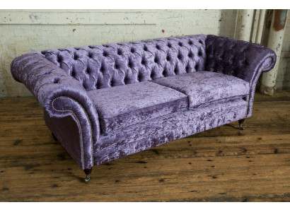 Lila Chesterfield Dreisitzer Chesterfield Luxus 3-Sitzer Sofa