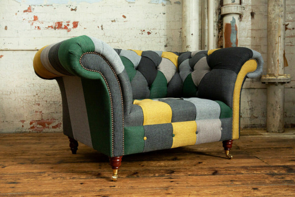 Bunter Chesterfield Einsitzer Moderner Wohnzimmer Sessel
