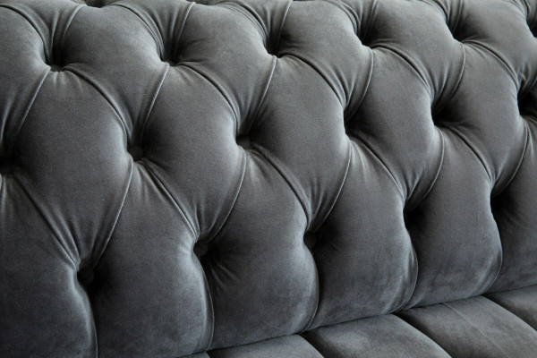 Moderner Chesterfield grauer 3-Sitzer Stilvolle Wohnzimmer 3-er Couch