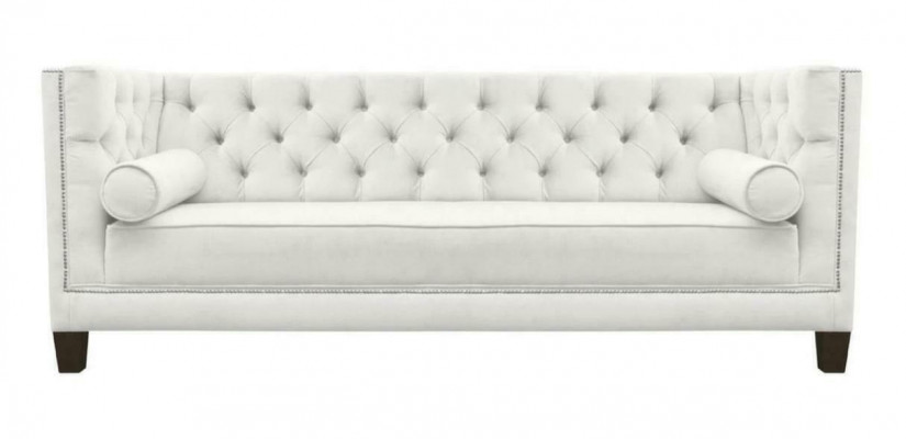 Dreisitzer Stoff Wohnzimmer weiß Couchen Polster Sofa Sofas Chesterfield couch
