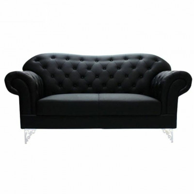 Schwarze Chesterfield Couch Moderner Dreisitzer Stilvoller 3-er