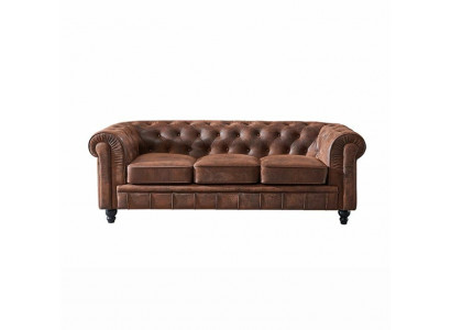 Brauner Luxus Chesterfield 3-Sitzer Designer Wohnzimmer Couch