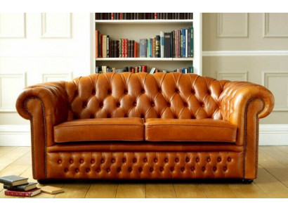 Chesterfield Sofa Couch Polster Stoff Leder Couchen Braune Garnitur 3 Sitzer
