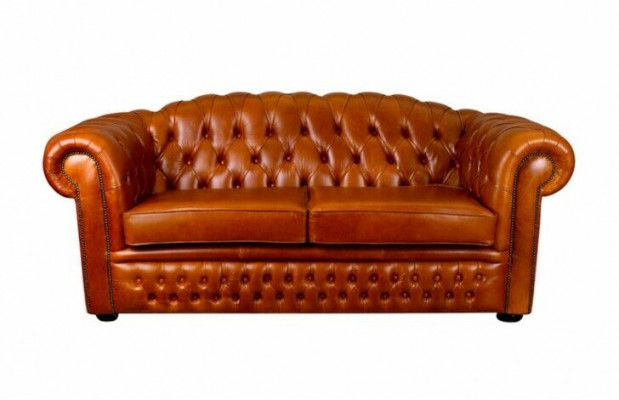 Chesterfield Sofa Couch Polster Stoff Leder Couchen Braune Garnitur 3 Sitzer