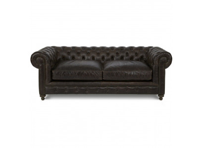 Moderner Schwarzer Chesterfield Dreisitzer Wohnzimmer Luxus Sofa