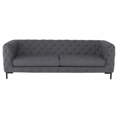 Grauer Polster Chesterfield 3-Sitzer Luxus Wohnzimmer Couch