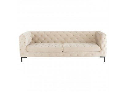 Beiger Designer Chesterfield Dreisitzer Luxus Wohnzimmer Couch