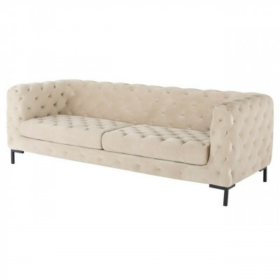 Beiger Designer Chesterfield Dreisitzer Luxus Wohnzimmer Couch