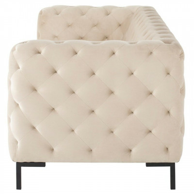 Beiger Designer Chesterfield Dreisitzer Luxus Wohnzimmer Couch