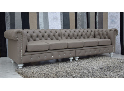 Chesterfield Sofa Couch Polster Stoff Leder Couchen Polster Garnitur 5 Sitzers