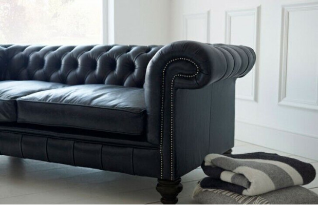 Designer grauer Chesterfield 3-Sitzer Luxus Wohnzimmer Couch
