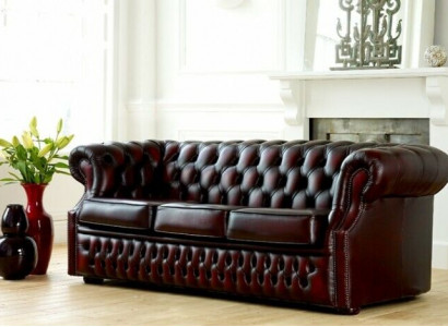 Chesterfield Sofa Couch Polster Leder Couchen Garnitur 3 Sitzers Dreisitzer Neu