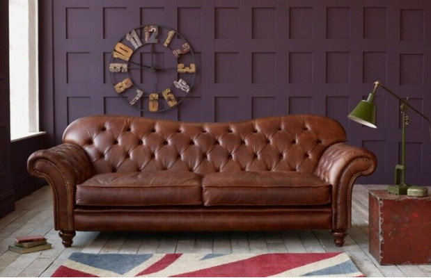 Luxus Chesterfield Wohnzimmer Couch Braun Sofa Sitz Polster Textil Couchen Neu