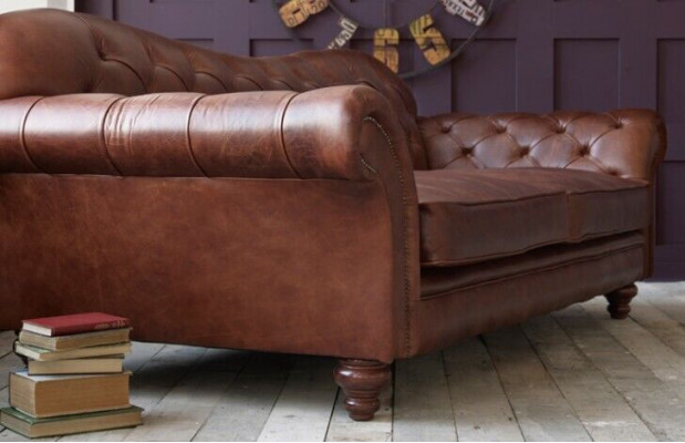 Luxus Chesterfield Wohnzimmer Couch Braun Sofa Sitz Polster Textil Couchen Neu