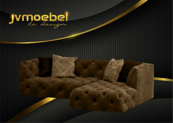 Chesterfield L-Form Ecksofa Couch Design Textil Polster Garnitur Sofa Ecke Neu