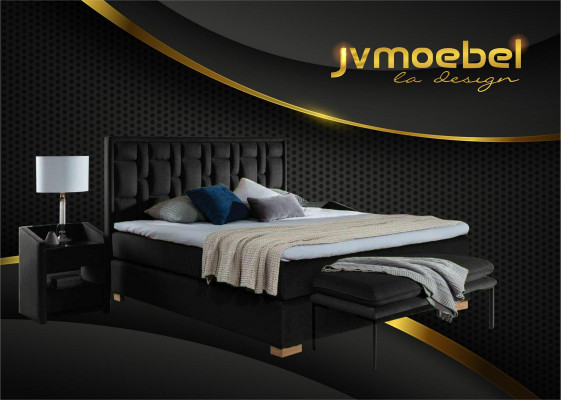 Luxus Boxspring Bett Schwarz Blaue Betten Schlafzimmer Möbel Design Doppel Hotel