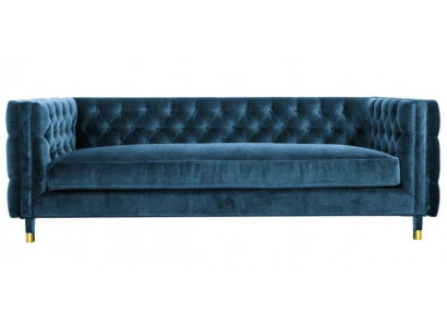 Luxus Blaue Chesterfield Samt Dreisitzer Polster Möbel Hotel Wohnzimmer Praxis