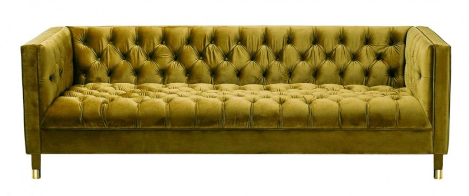 Grüne Dreisitzer Stoff Chesterfield Design Couchen Polster Sofa Wohnzimmer 230cm