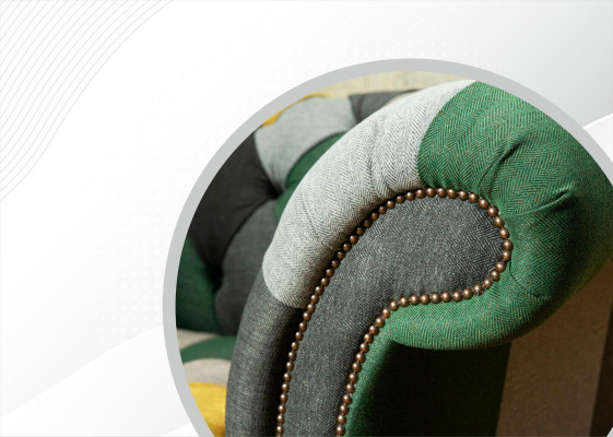 Chesterfield Sessel Fernseh Couch 1,5 Sitzer Sofa Textil Stoff Couchen Polster