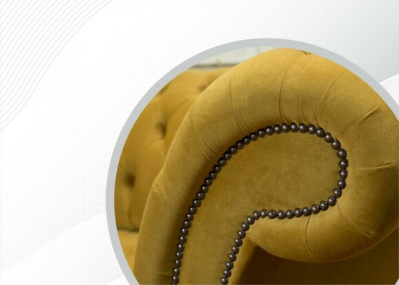 Chesterfield Design Luxus Polster Sofa Couch 2 Sitzer Garnitur Textil Gelb Neu