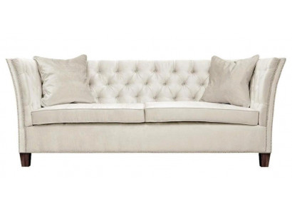 Sofa Beige Chesterfield Dreisitzer Polster Möbel Hotel Praxis Wohnzimmer