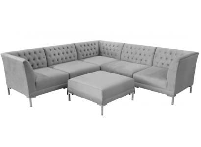 Grau Chesterfield Sofas Luxus Möbel Neu Ecksofa Hocker Grau Big Textill Stoff