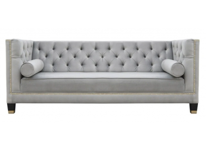 Luxus Graue Chesterfield Samt Dreisitzer Polster Möbel Hotel Wohnzimmer Praxis