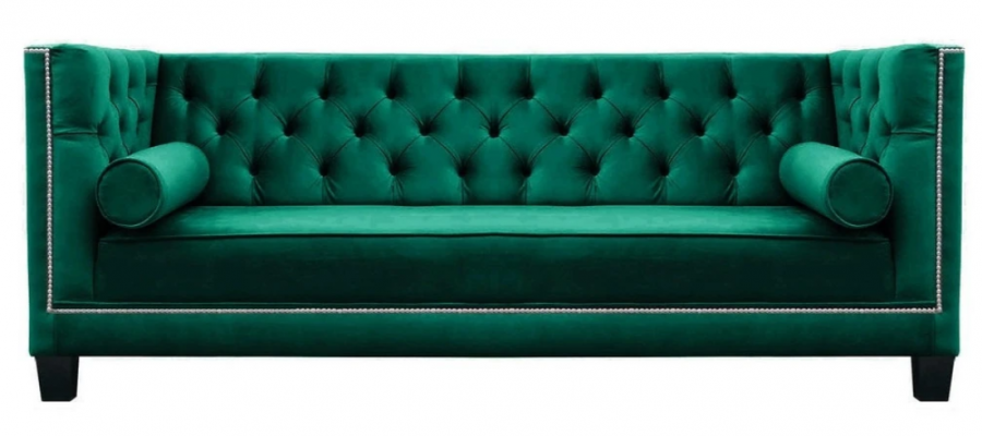 Luxus Grün Chesterfield Samt Dreisitzer Polster Möbel Hotel Wohnzimmer Praxis