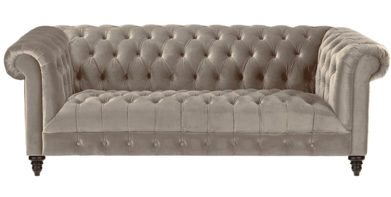 Beige Samt Couch Luxus Polster Chesterfield Möbel Sofa mit Knöpfen Dreisitzer