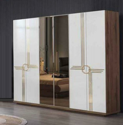 Komplette Schlafzimmer Luxus Möbel Bett Schrank Kommode Nachttisch Holz 5tlg.