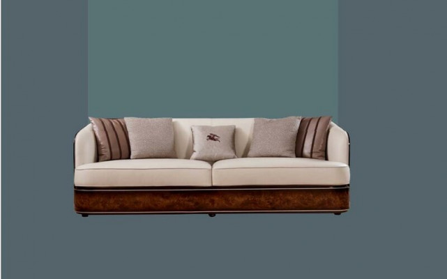Sofa 3 Sitzer Beige Wohnzimmer Modern Design Couchen Luxus Möbel Ledersofa Neu