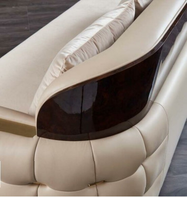 Ecksofa Leder Beige Luxus Wohnlandschaft Couch Eckgarnitur Sofas Möbel Design