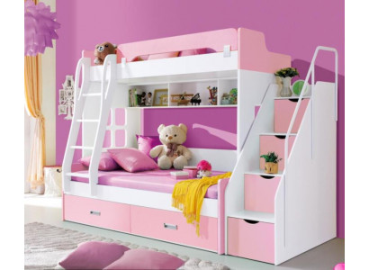 Jugendbett Betten Rosa Kinderbett Doppelstockbett Stockbett Holz Möbel Holz Neu