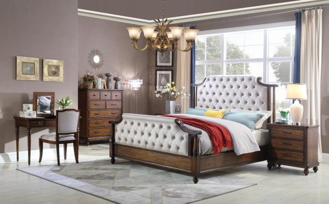 Bett 2x Nachttisch 3tlg. Schlafzimmer Set Betten neu Luxus Chesterfield 180x200