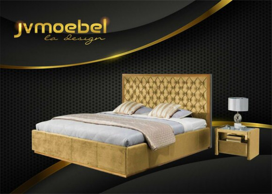 Luxus Bett Textil 2x Nachttisch 3tlg. Schlafzimmer Set Möbel Betten Bettgestell