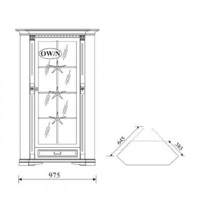 Klassische Vitrine Vitrinenschrank Vitrinen Glasschrank Schrank Kolonial OW-N