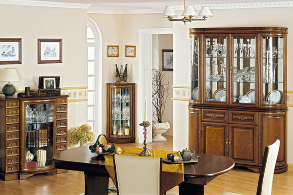 Echtholz Vitrine Hängevitrine Wandvitrine Klassischer Designer Spiegel - Z-W3