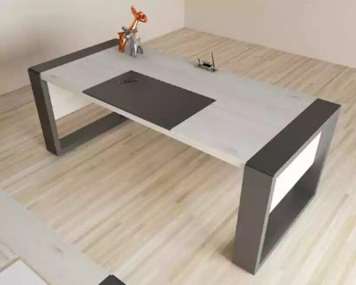 Graue Büro Einrichtung Schreibtisch Aktenschrank Kommode Couchtisch 3tlg. Set