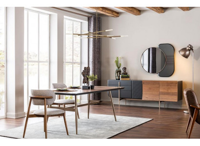 Essgruppe Esszimmer Esstisch Stühle Sideboard Set 7tlg Holz Braun Neu
