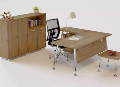 Holz Büro Set Eckschreibtisch Kommode 2x Aktenschrank Couchtisch 4tlg Set