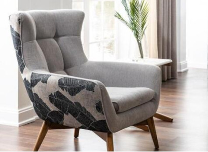 Sessel Ohrensessel Cocktailsessel Sitzer Modern Design Grau Stoff Sitz